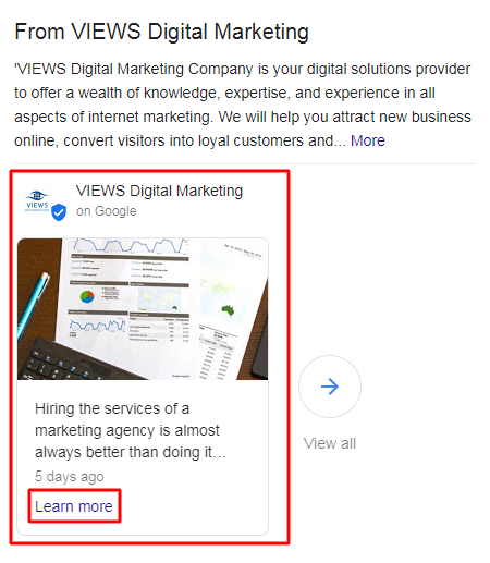 GMB post on VIEWS Digital Marketing's listing | Local search engine marketing agency | VIEWS Digital Marketing