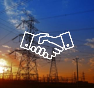 VIEWS Digital Marketing Agency for B2B Industry - image of power lines with a shaking hands drawing overlay.
