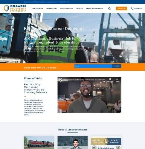 Delaware Prosperity Partnership home page | 2020 WebAwards| VIEWS Digital Marketing
