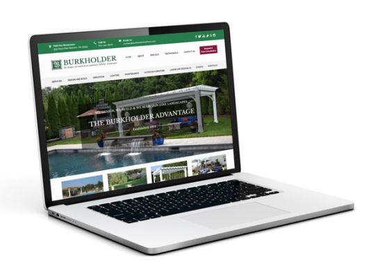 Laptop showing the Burkholder webpage - a client of VIEWS Digital Marketing Agency