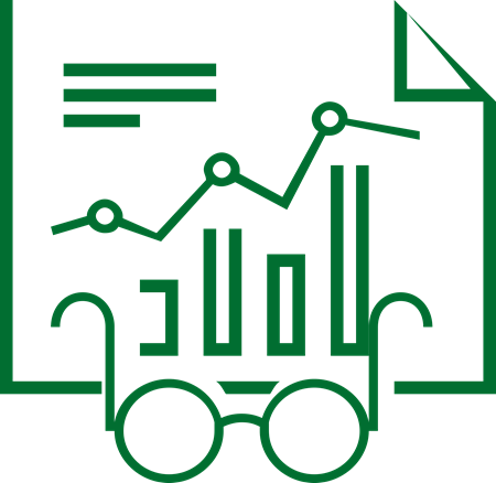 Graphic of chart with glasses in front of it | competitive analysis seo strategy | VIEWS Digital Marketing