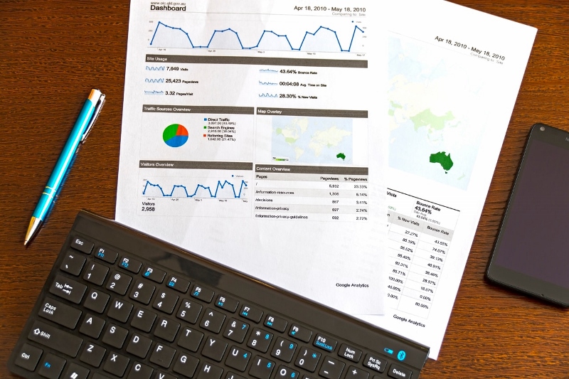 Keyboard with SEO metrics paper | digital audit | VIEWS Digital Marketing