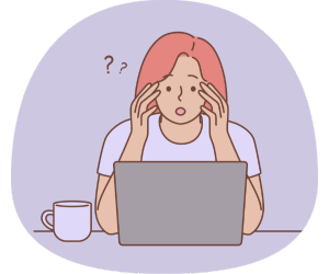 Woman looking confused at computer | digital marketing agency | VIEWS Digital Marketing